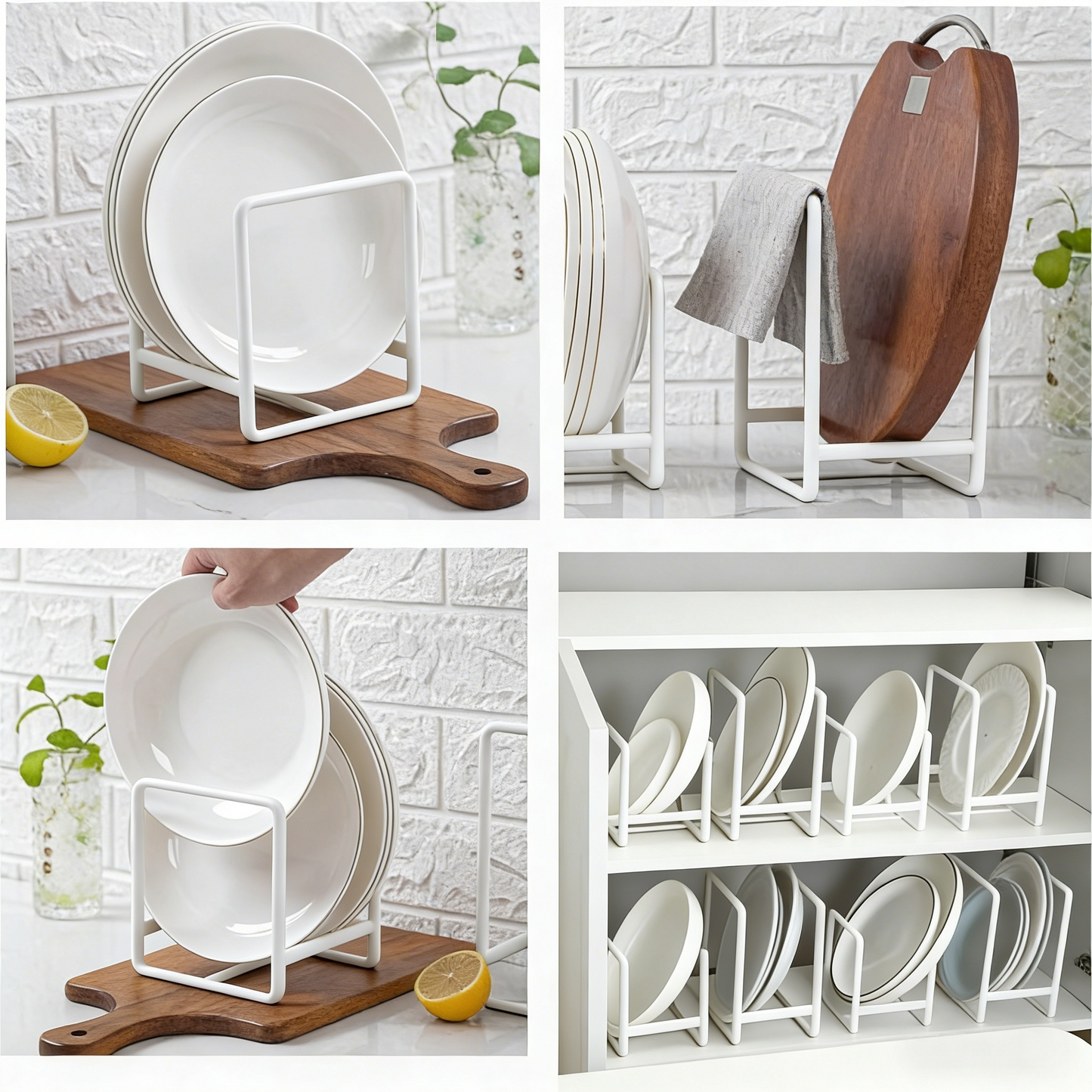 3-Piece Adjustable Kitchen Organizer Racks (for Plates, Cutting Boards)
