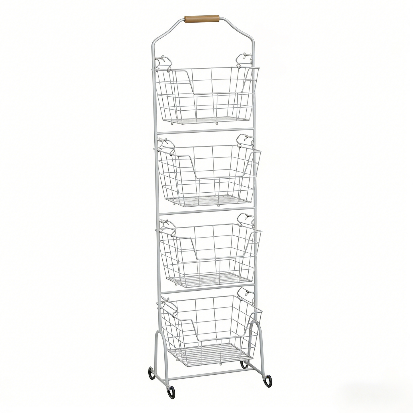 Adjustable Tiered Wire Storage Cart with Removable Baskets