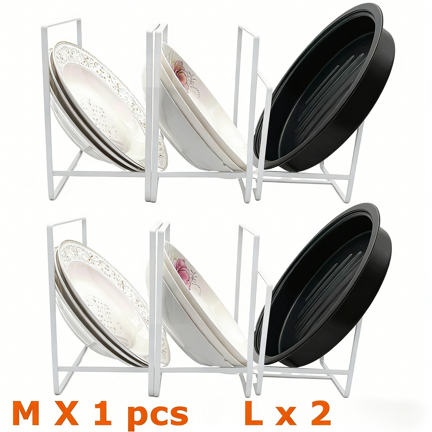 3-Piece Adjustable Kitchen Organizer Racks (for Plates, Cutting Boards)