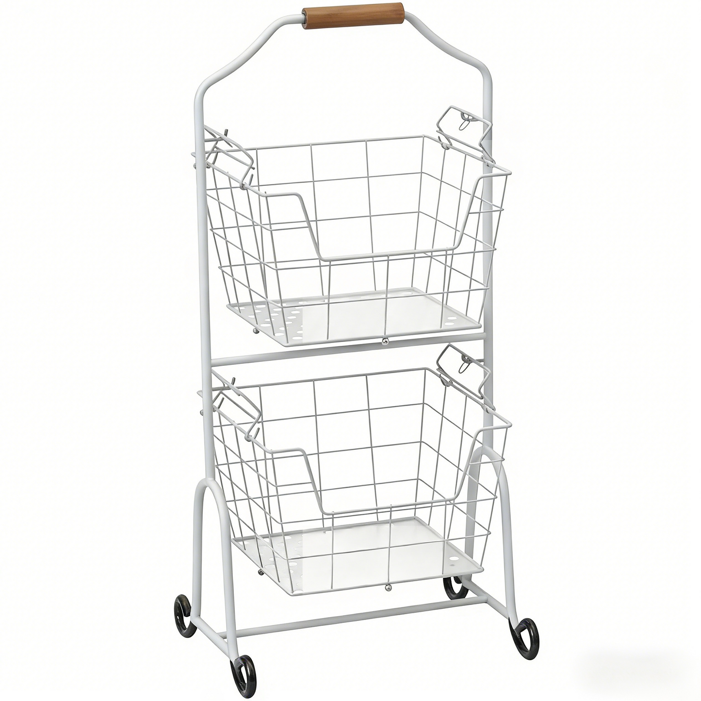 Adjustable Tiered Wire Storage Cart with Removable Baskets