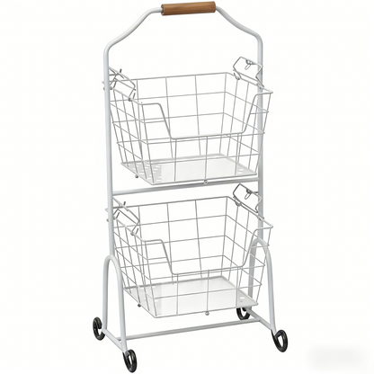 Adjustable Tiered Wire Storage Cart with Removable Baskets