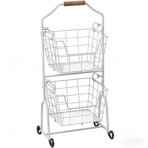 Adjustable Tiered Wire Storage Cart with Removable Baskets