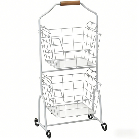 Adjustable Tiered Wire Storage Cart with Removable Baskets