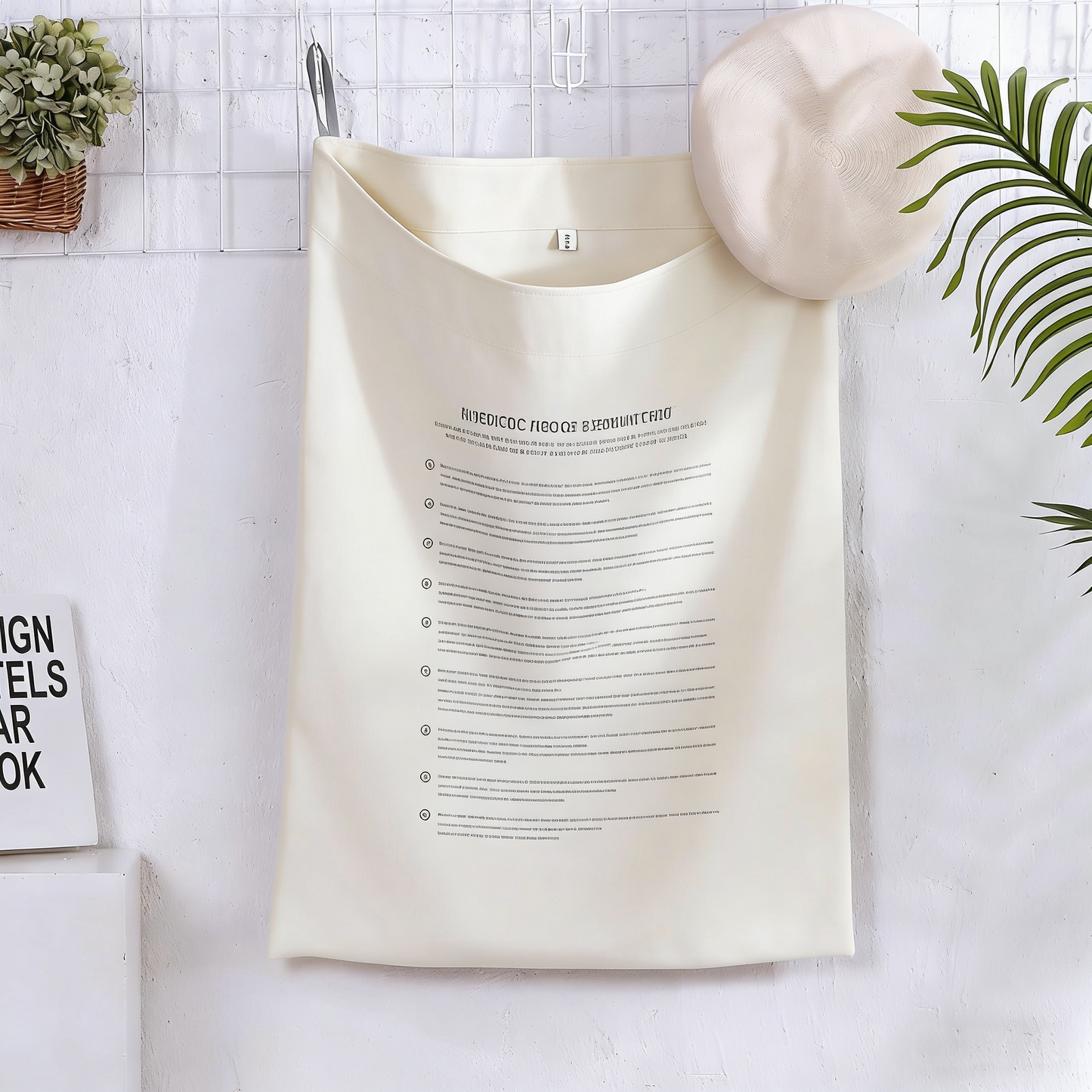 Drawstring Fabric Storage Bag (Beige)