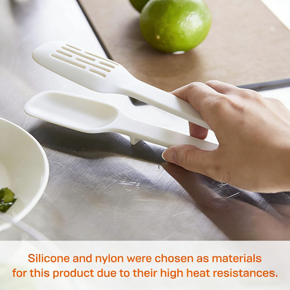 2-in-1 Silicone & Nylon Kitchen Tongs