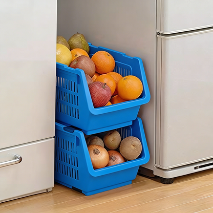 Stackable Plastic Storage Basket for Kitchen & Pantry
