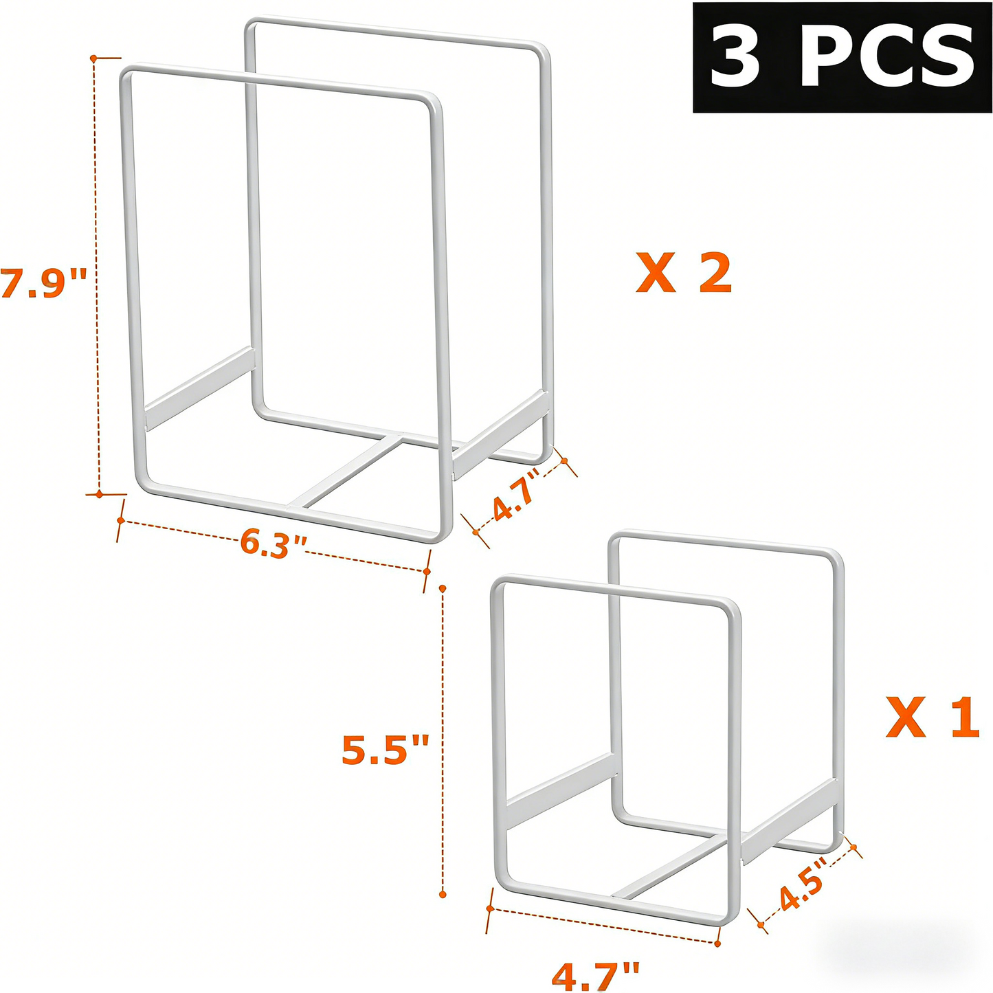 3-Piece Adjustable Kitchen Organizer Racks (for Plates, Cutting Boards)