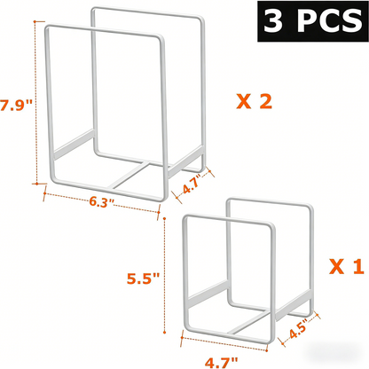 3-Piece Adjustable Kitchen Organizer Racks (for Plates, Cutting Boards)