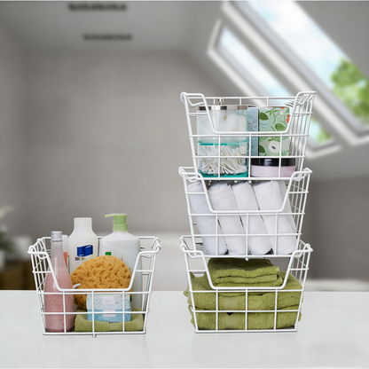 Adjustable Tiered Wire Storage Cart with Removable Baskets