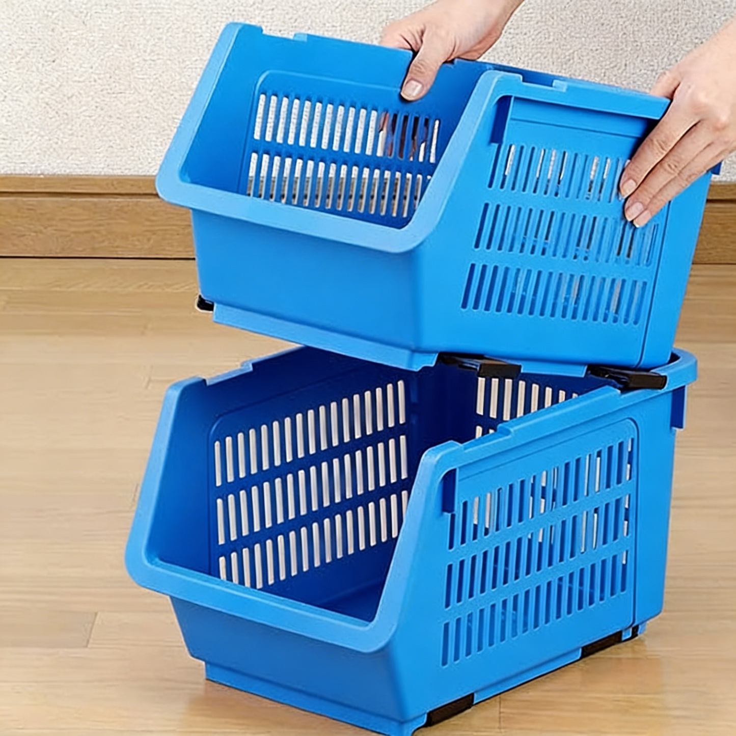 Stackable Plastic Storage Basket for Kitchen & Pantry