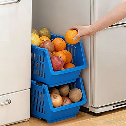 Stackable Plastic Storage Basket for Kitchen & Pantry